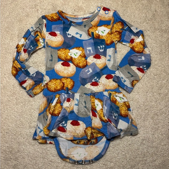 Posh Peanut Hanukkah long sleeve twirl bodysuit Dress - size 6-12m - Picture 1 of 6